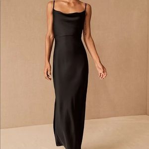 Anthropologie Black cowl neck midi slip dress